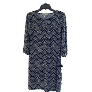 Navy Blue 𝅺TACERA Chevron Navy Dress Midi Length